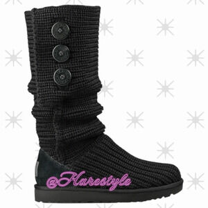 Ugg black Carly sweater tall boots 8